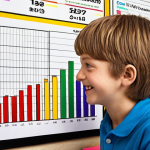 ** A student happily using a memory palace technique (visual association) to remember economic indicators. The scene is colorful and imaginative, with humorous images linked to charts and graphs. The overall feeling is lighthearted and effective learning.

**